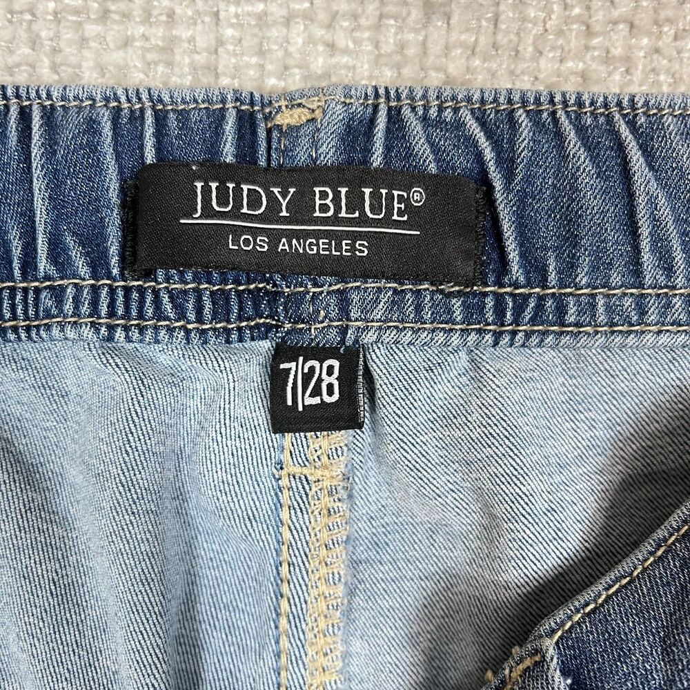 Judy Blue Jeans Womens 7/28 Blue Jogger High Rise Tapered Denim Pants Drawstring - Picture 6 of 12